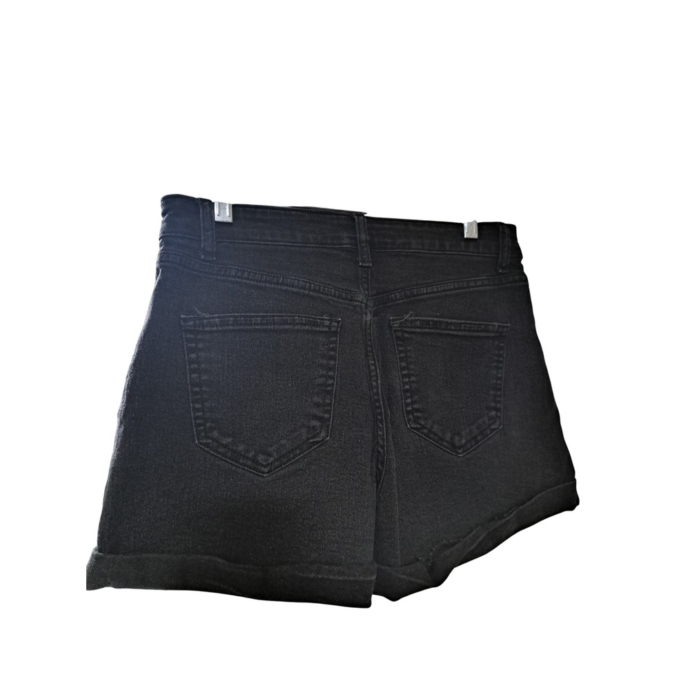 No Boundaries Womens Black Denim High Rise Cuffed Jean Shorts Size 9 - Picture 2 of 2